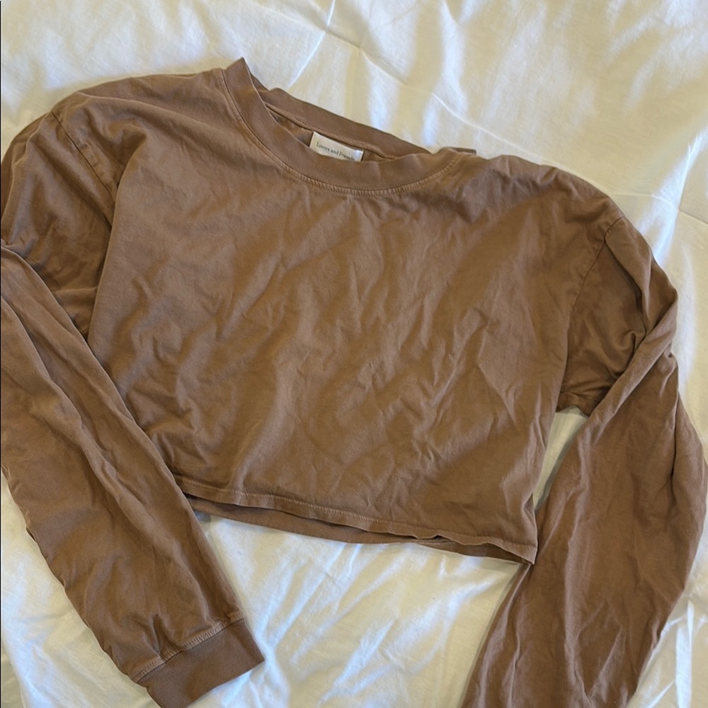 Lovers and Friends Brown Long Sleeve Crop Top